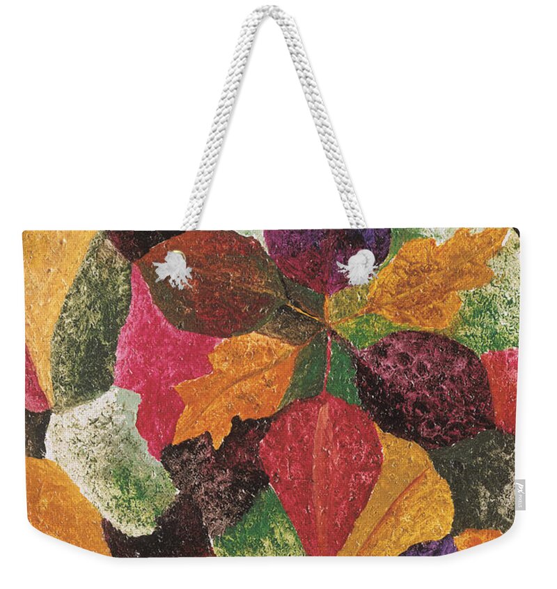 Autumn Weekender Tote Bag featuring the painting Autumn Leaves I by Ikahl Beckford