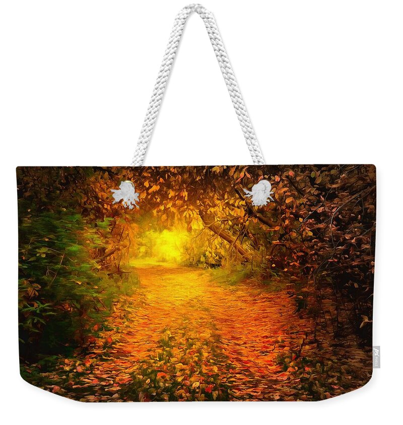 Autumn Weekender Tote Bag featuring the digital art Autumn light by Lilia D