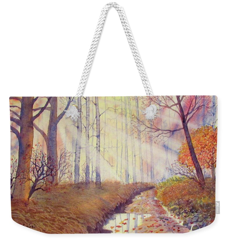 Glenn Marshall Weekender Tote Bag featuring the painting Autumn Memories by Glenn Marshall