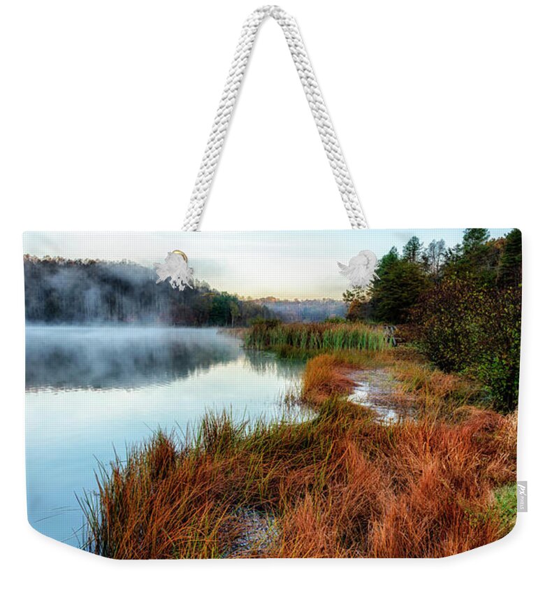 Big Ditch Lake Weekender Tote Bag featuring the photograph Autumn Morning on Lake by Thomas R Fletcher