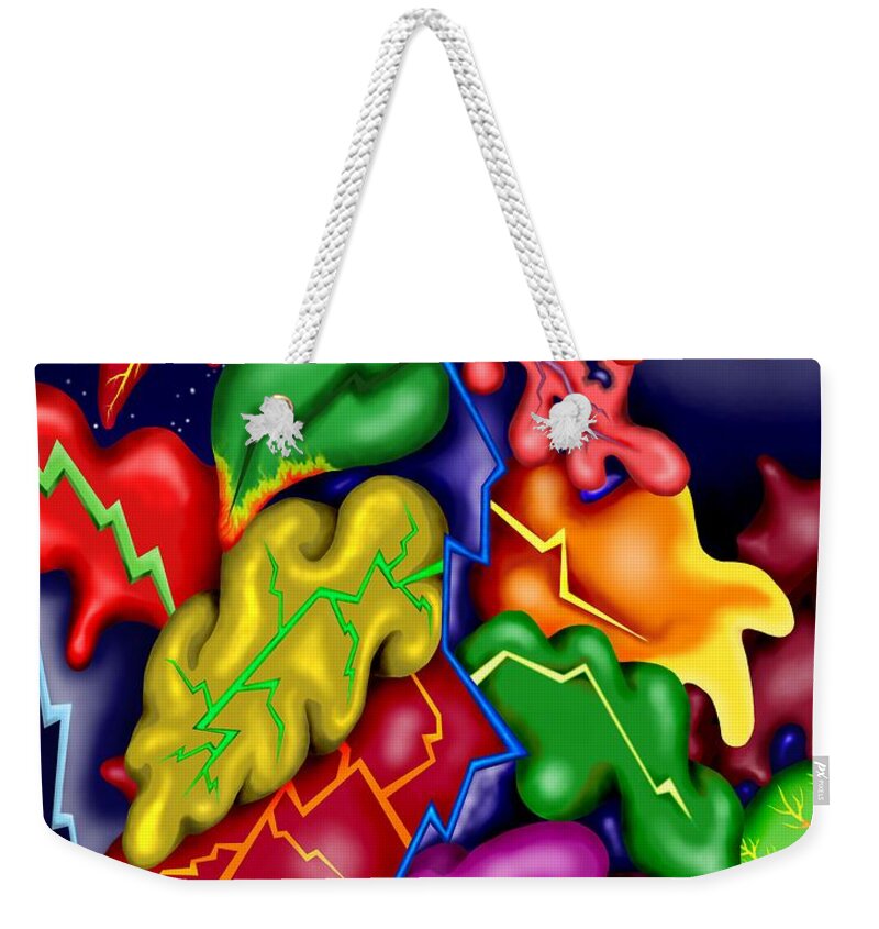 Abstract Weekender Tote Bag featuring the digital art Autumn Night I by Robert Morin