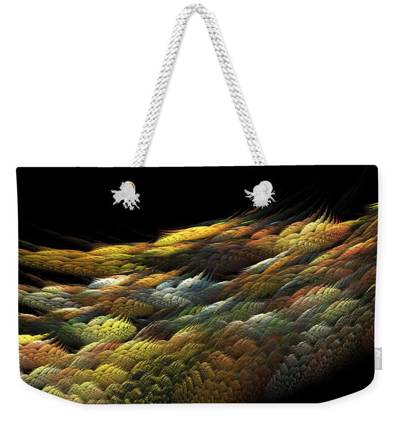Fractal Weekender Tote Bag featuring the digital art Autumn Nightfall by Richard Ortolano