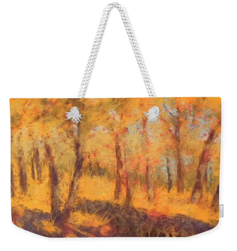 Autumn Weekender Tote Bag featuring the painting Autumn Oaks by Nancy Jolley