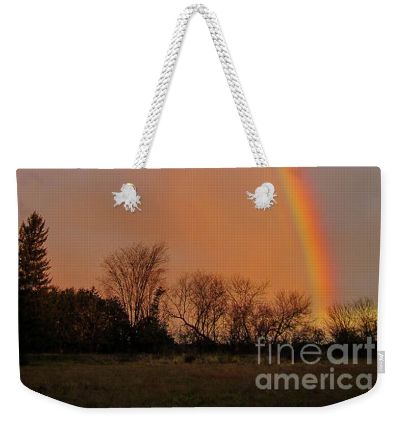 Cheryl Baxter Photography Weekender Tote Bag featuring the photograph Autumn Rainbow by Cheryl Baxter