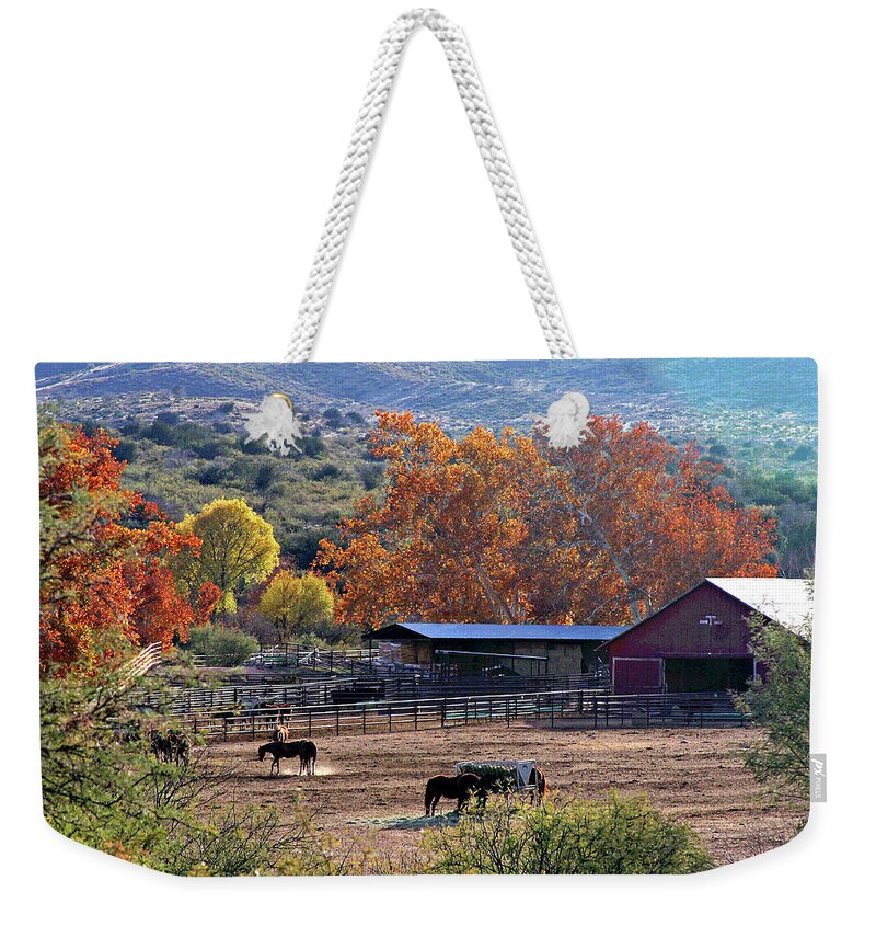 Ranch Weekender Tote Bag featuring the photograph Autumn Ranch by Matalyn Gardner