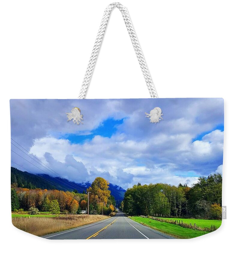 Olympic Peninsula Weekender Tote Bag featuring the photograph Autumn Road Trip by Alexis King-Glandon