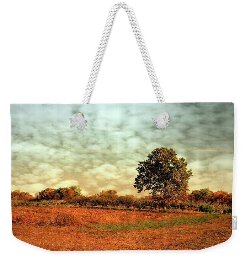 Farms Weekender Tote Bag featuring the photograph Autumn Splendor In The Orchard - Battlefield Orchards by Angie Tirado