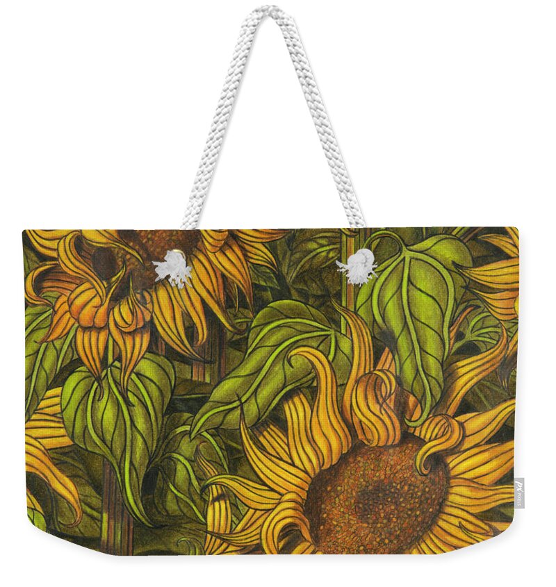 Impressionism Weekender Tote Bag featuring the drawing Autumn Suns by Scott Brennan