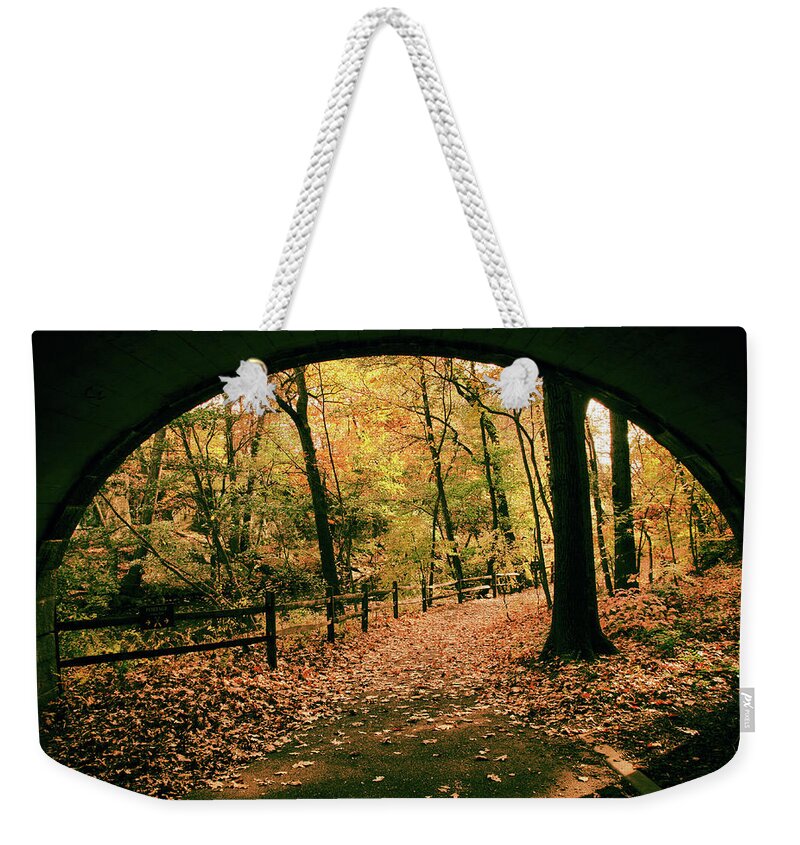 Tunnel Weekender Tote Bag featuring the photograph Autumn Tunnel Vision by Jessica Jenney