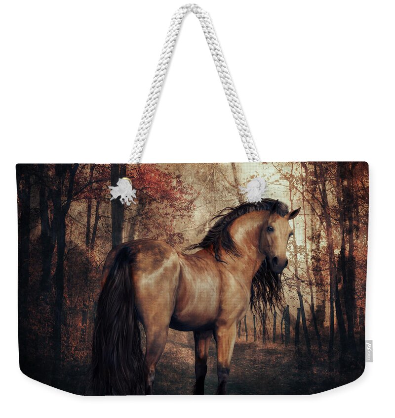 Horse Weekender Tote Bag featuring the digital art Autumn Walk by Shanina Conway