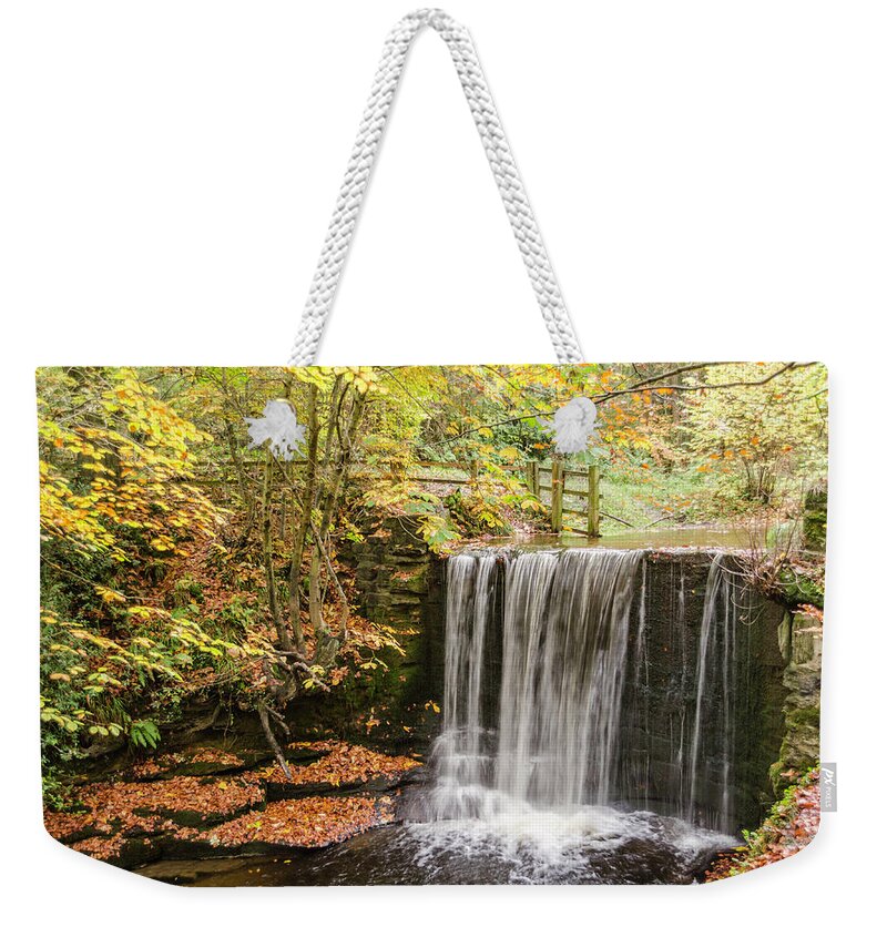 Nature Weekender Tote Bag featuring the photograph Autumn Waterfall by Spikey Mouse Photography