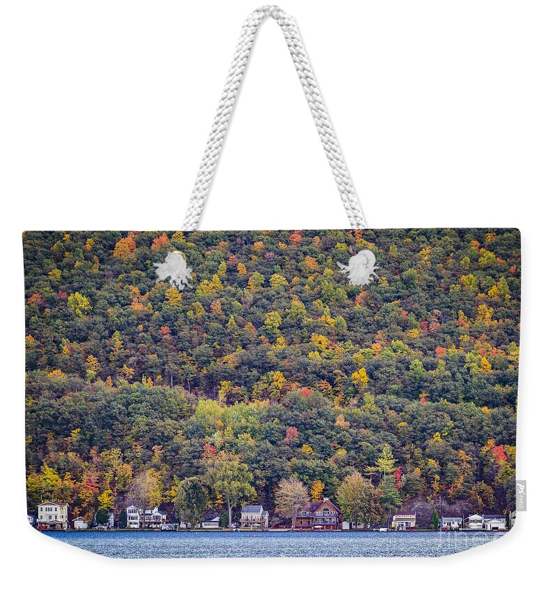 Autumn Weekender Tote Bag featuring the photograph Autumn Waterside by Joann Long