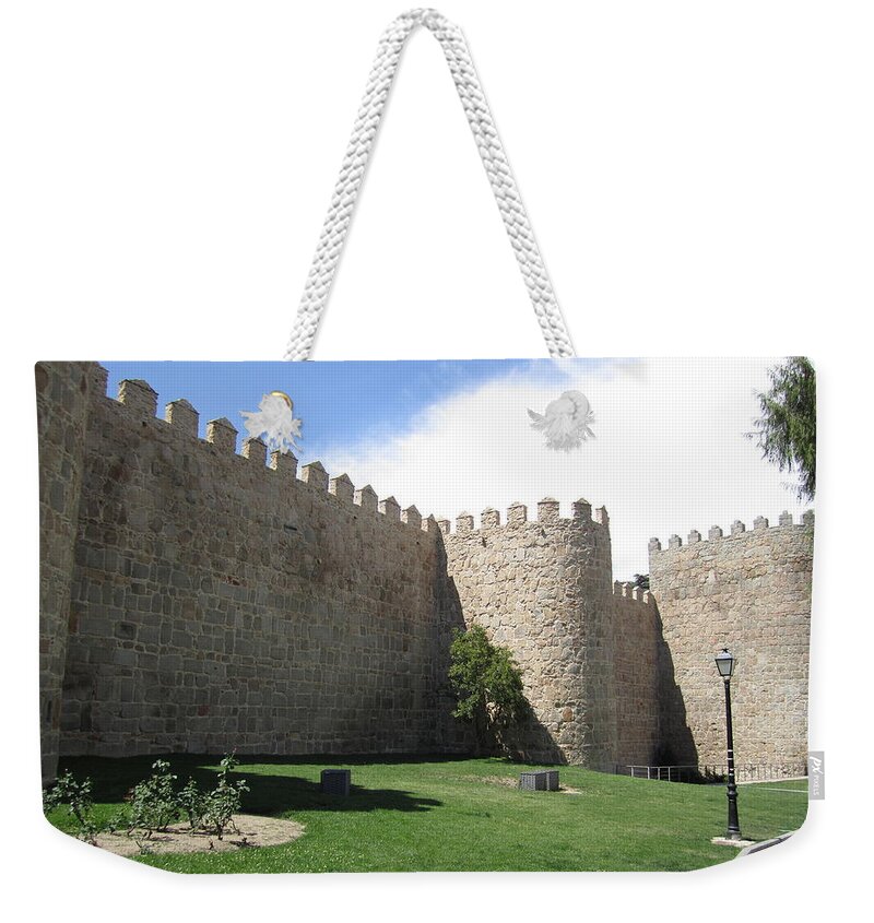 Avila Weekender Tote Bag featuring the photograph Avila Ancient Castle Wall II Spain by John Shiron