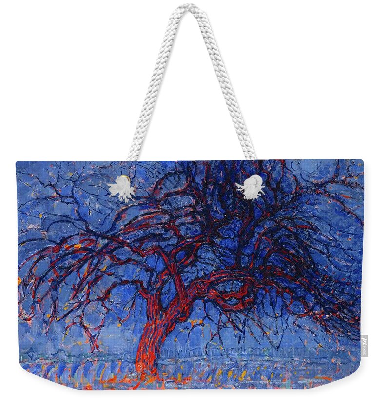 Avond Evening The Red Tree Piet Mondrian Weekender Tote Bag featuring the painting Avond evening the red tree Piet Mondrian by MotionAge Designs