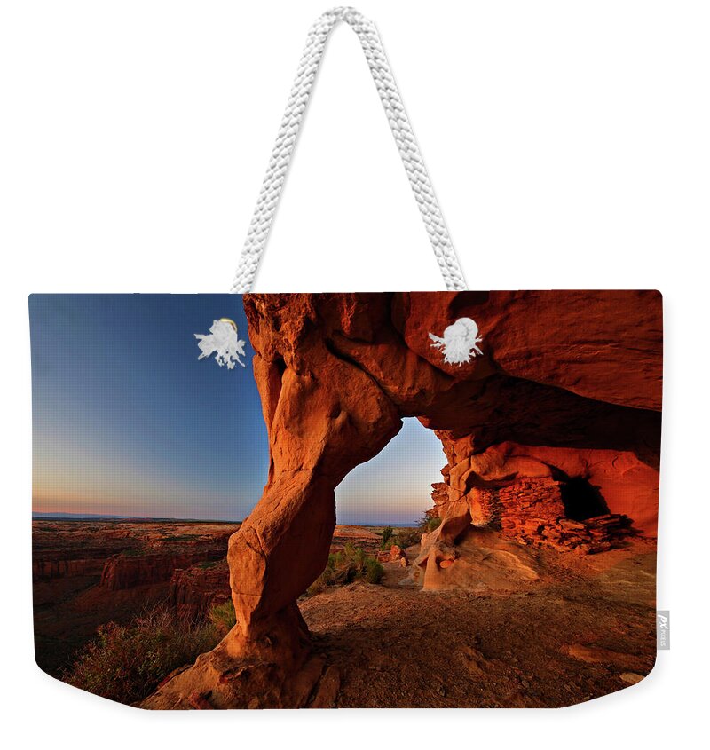 Indian Ruin Weekender Tote Bag featuring the photograph Aztec Butte by Wesley Aston