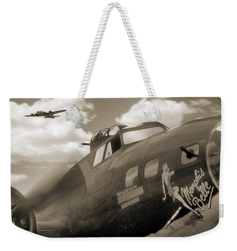 Warbird Weekender Tote Bag featuring the photograph B - 17 Memphis Belle by Mike McGlothlen