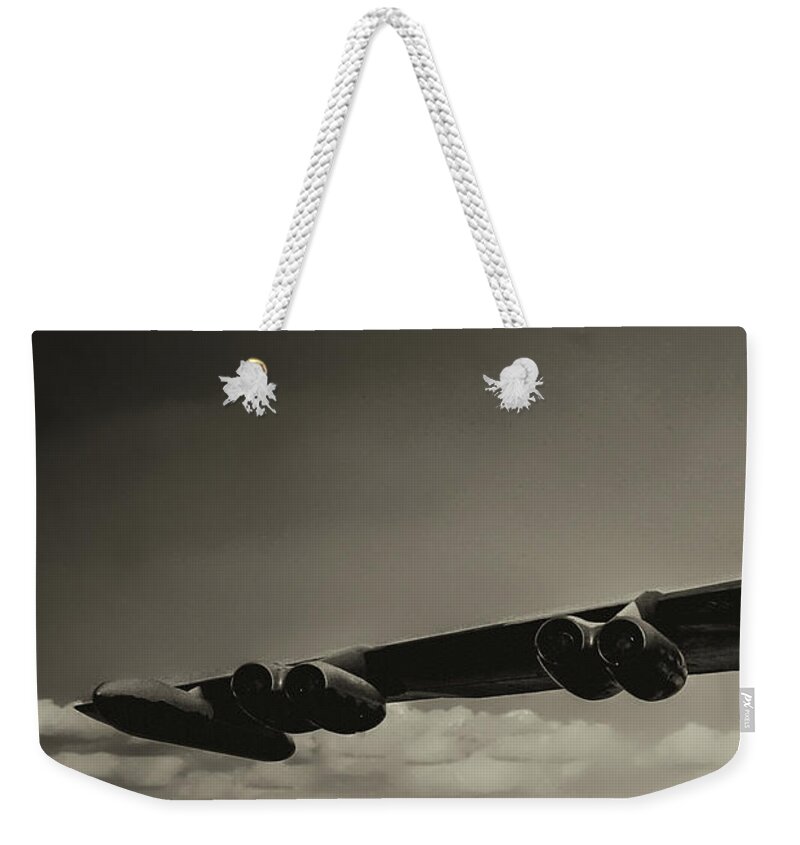 Boeing B-52 Stratofortress Weekender Tote Bag featuring the photograph B-52 Stratofortress Triptych - 1 by Tommy Anderson