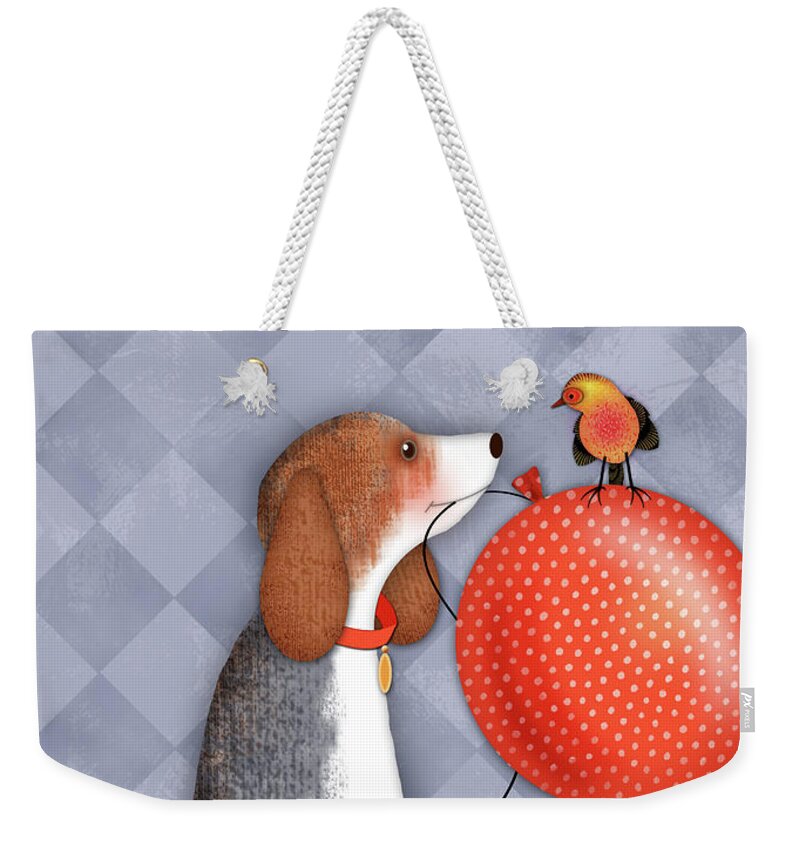 Beagle Weekender Tote Bag featuring the digital art B is for Beagle by Valerie Drake Lesiak
