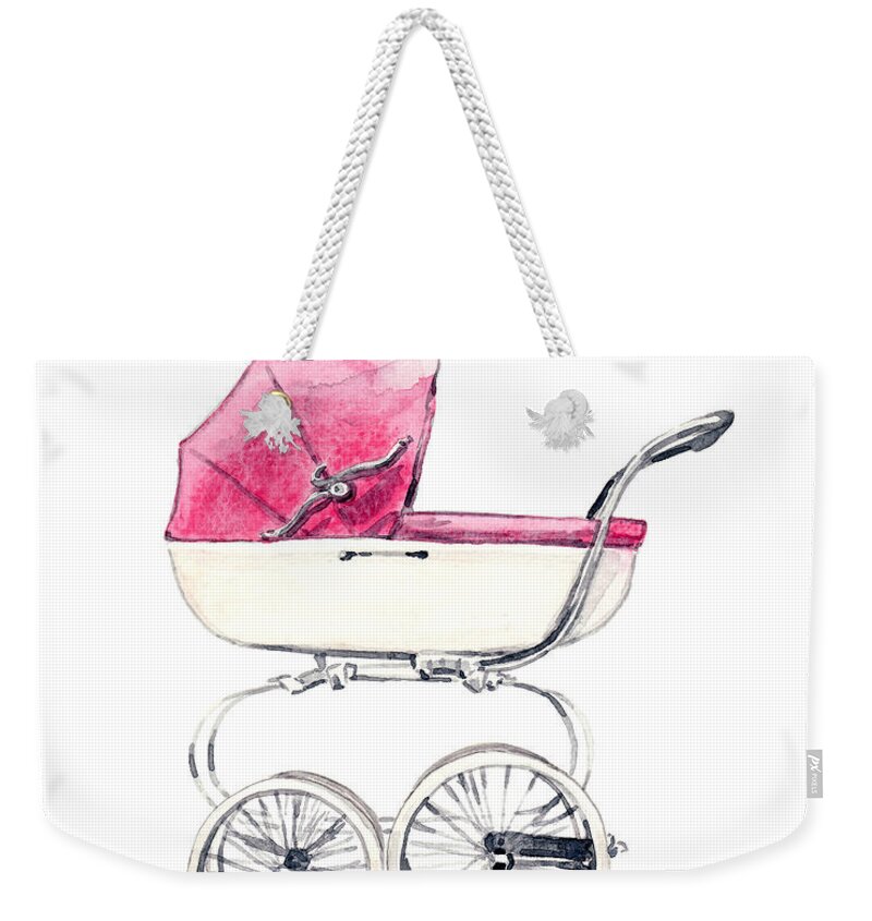 Baby Carriage In Pink Vintage Pram English Weekender Tote Bag For Sale By Laura Row