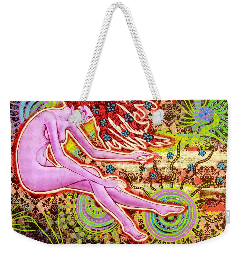 Fairy Weekender Tote Bag featuring the painting Baby, Did You Forget To Take Your Meds? by Bobby Zeik
