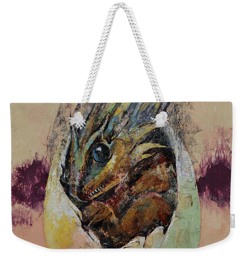 Michael Creese Weekender Tote Bag featuring the painting Baby Dragon by Michael Creese