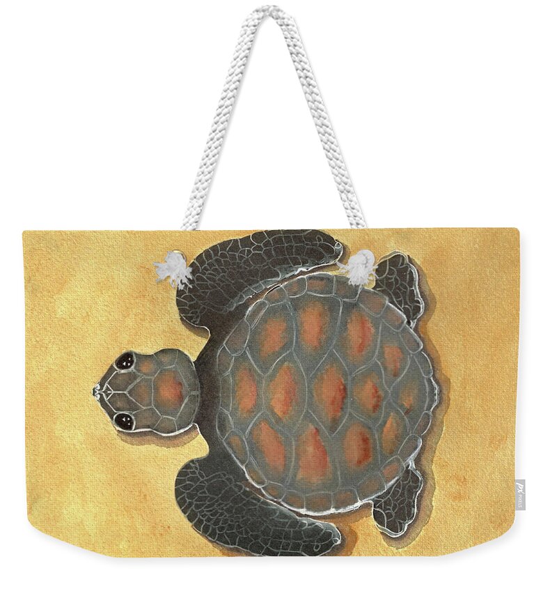 Baby Weekender Tote Bag featuring the painting Baby SeaTurtle by DiDesigns Graphics