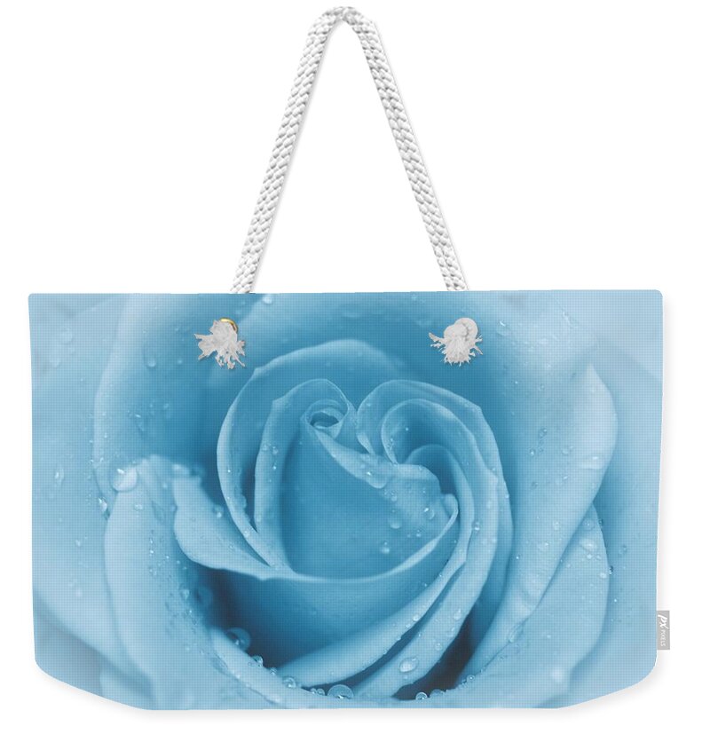 Rose Weekender Tote Bag featuring the photograph Baby Soft - Blue by Angie Tirado