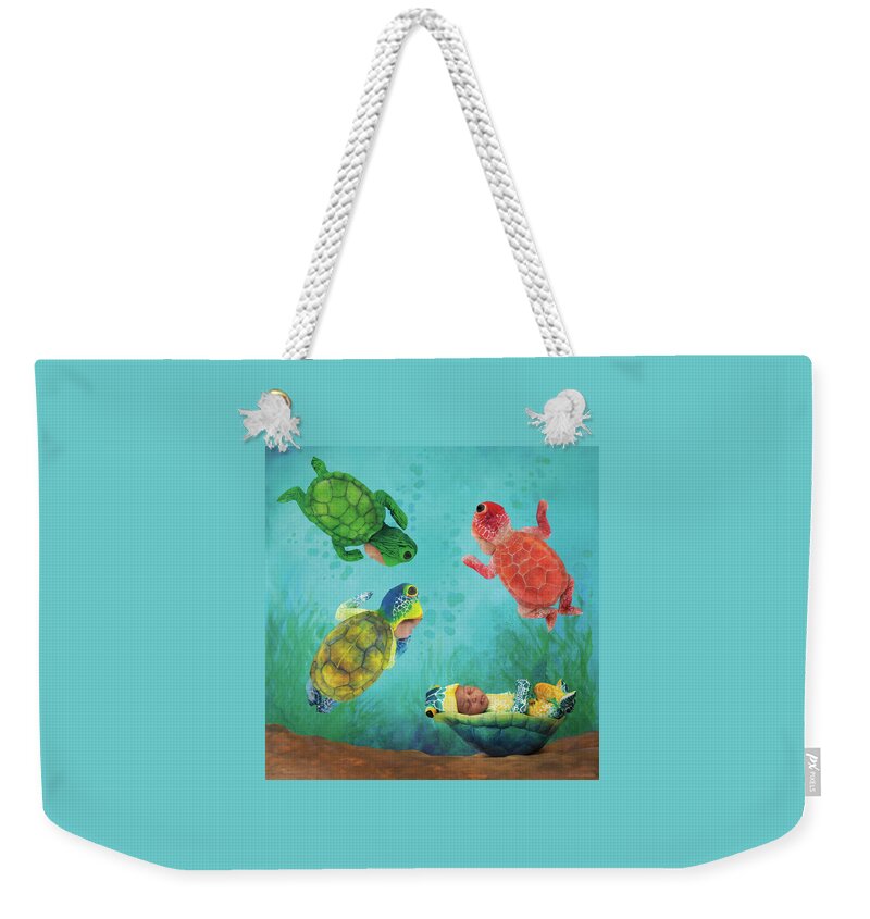 Under The Sea Weekender Tote Bag featuring the photograph Baby Turtles by Anne Geddes
