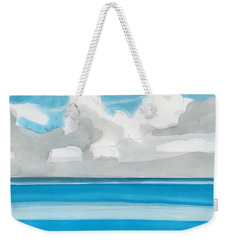 Watercolor Weekender Tote Bag featuring the painting Bacalar, Mexico by Dick Sauer