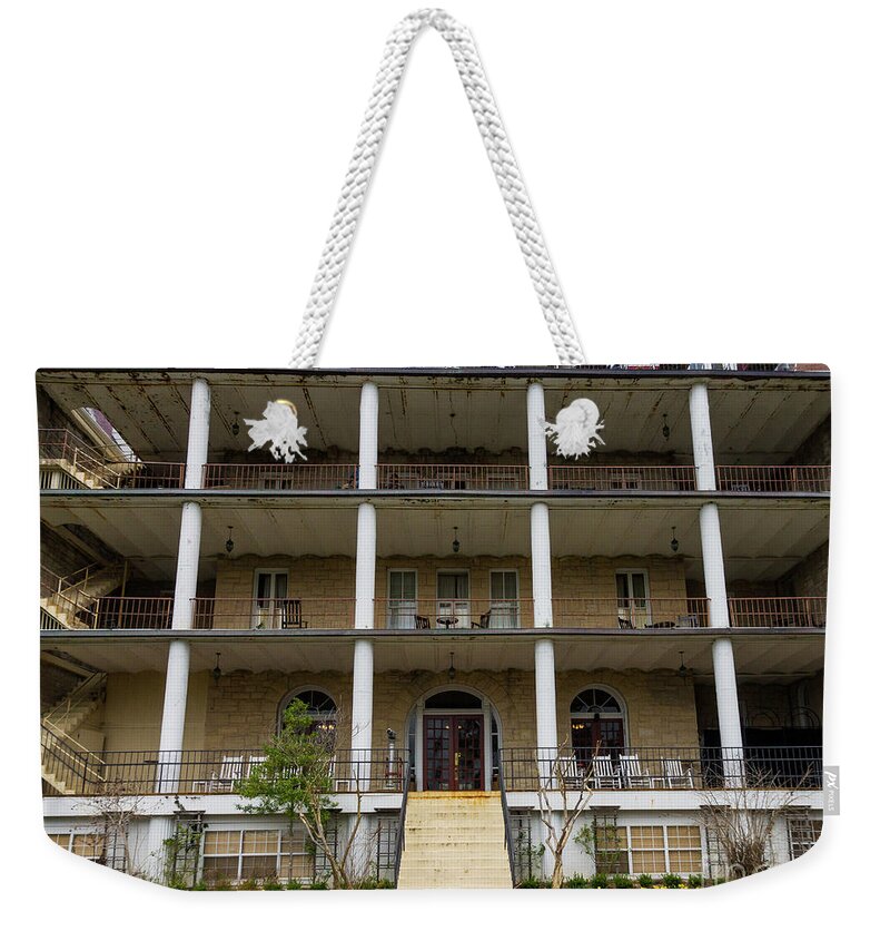 Crescent Hotel Weekender Tote Bag featuring the photograph Back Of Crescent Hotel by Jennifer White