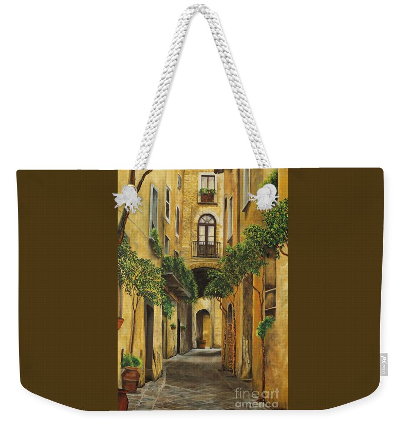 Italy Paintings Weekender Tote Bag featuring the painting Back Street in Italy by Charlotte Blanchard