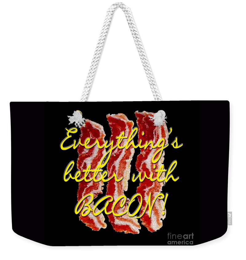 Bacon Weekender Tote Bag featuring the painting Bacon by Two Hivelys