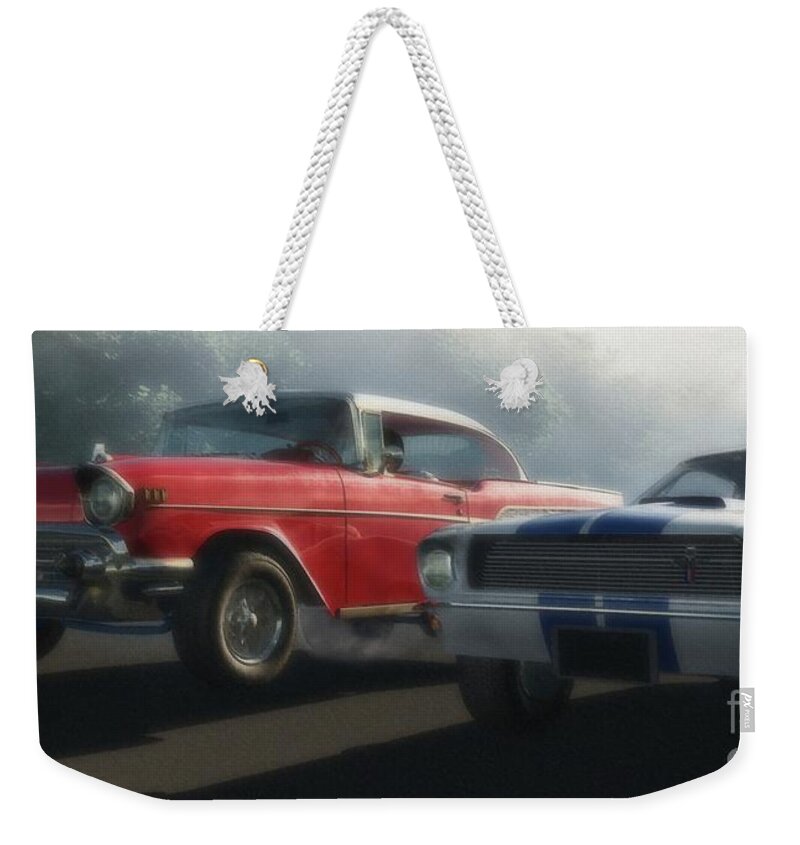 Hot Rods Weekender Tote Bag featuring the digital art Bad Company by Richard Rizzo