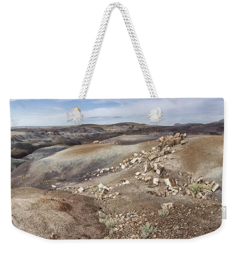 Petrified Forest Weekender Tote Bag featuring the photograph Badlands in Petrified Forest by Melany Sarafis