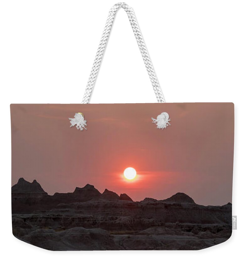 Badlands National Park Weekender Tote Bag featuring the photograph Badlands Sunset by Jim West