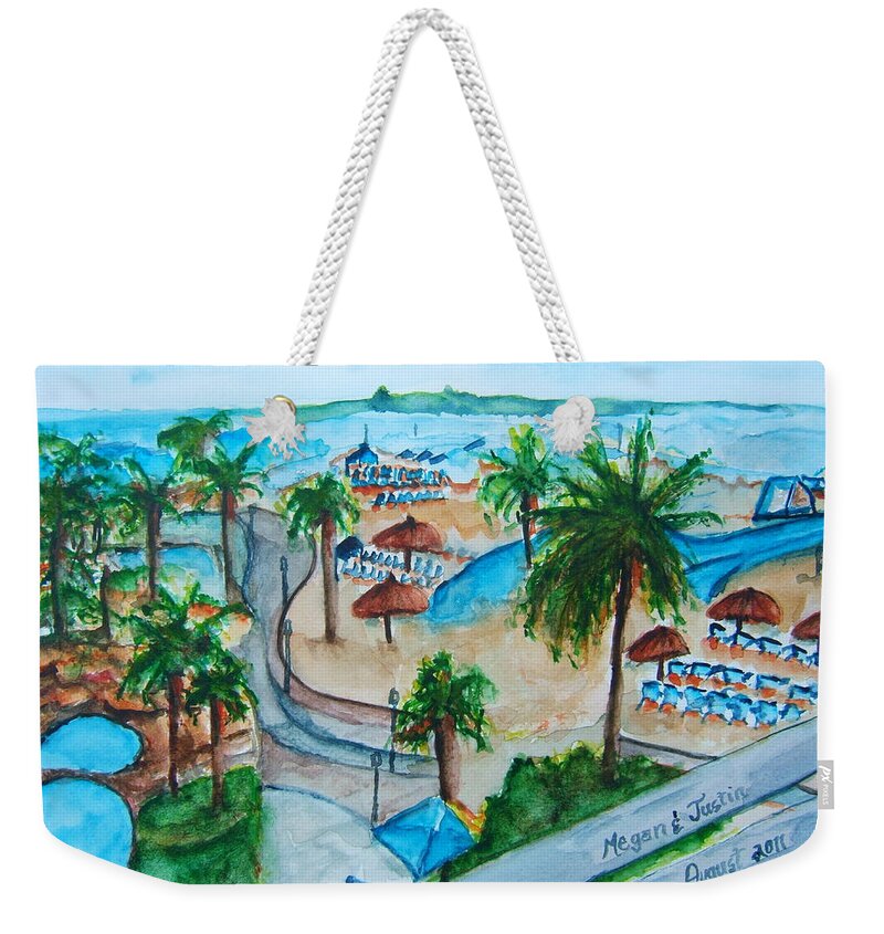  Weekender Tote Bag featuring the painting Bahamas Balcony by Elaine Duras