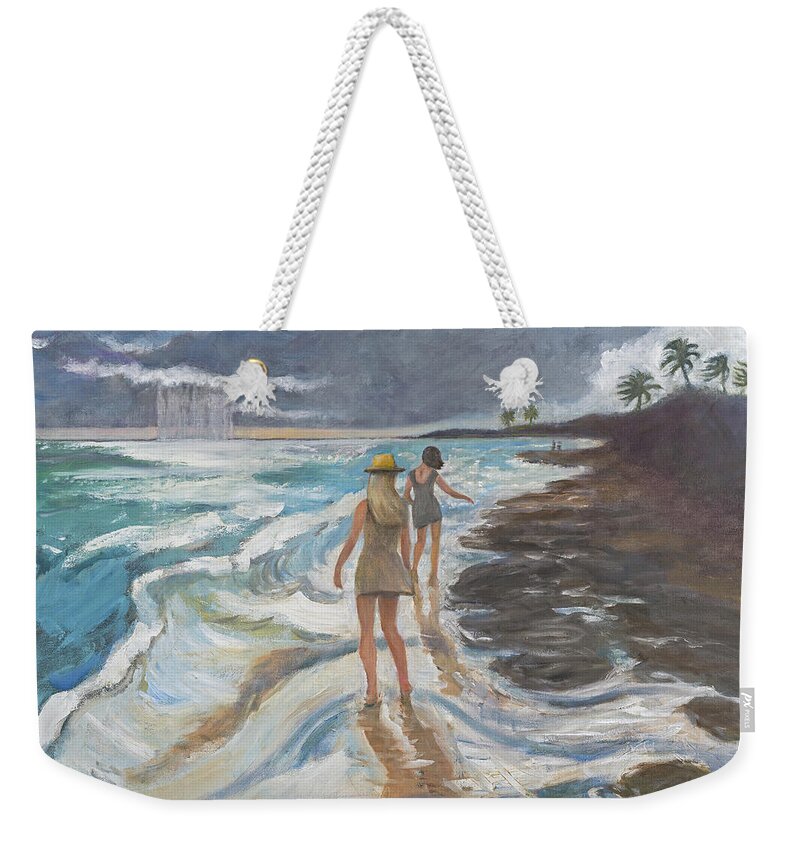 Beach Weekender Tote Bag featuring the painting Bahia Honda Beach by Laura Lee Cundiff