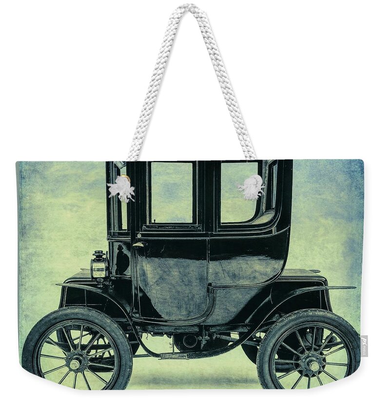 Baker Weekender Tote Bag featuring the mixed media Baker - Electric Coupe - 1912 by Maciek Froncisz
