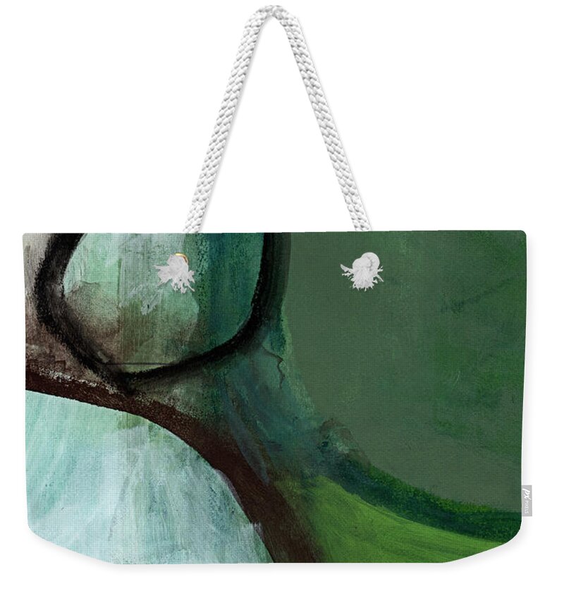 Abstract Weekender Tote Bag featuring the painting Balancing Stones by Linda Woods