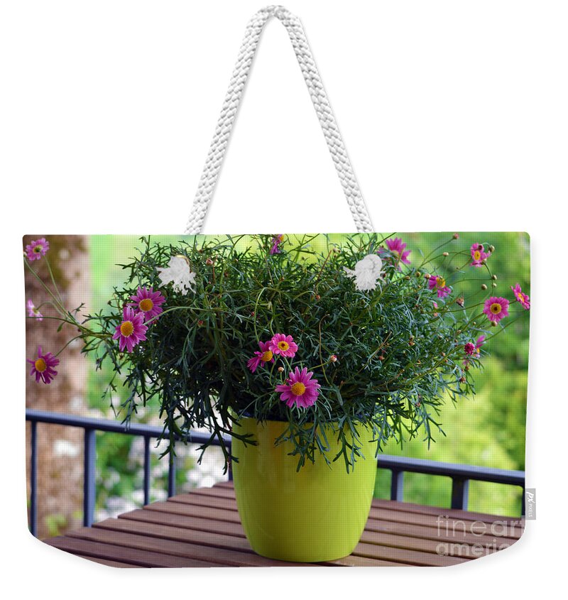 Balcony Weekender Tote Bag featuring the photograph Balcony Flowers by Susanne Van Hulst