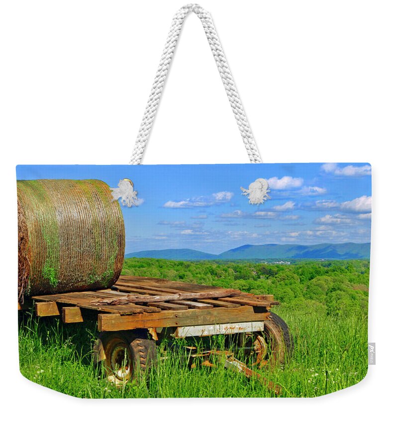 Bales Of Hay Weekender Tote Bag featuring the photograph Bales at Rest by The James Roney Collection