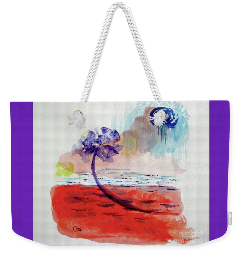 Palm Tree Weekender Tote Bag featuring the painting Bali by Corinne Carroll