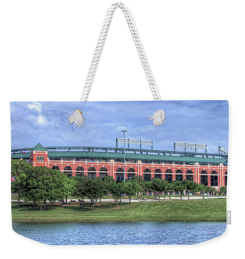 Texas Rangers Weekender Tote Bag featuring the photograph Ballpark in Arlington now Globe Life Park by Robert Bellomy