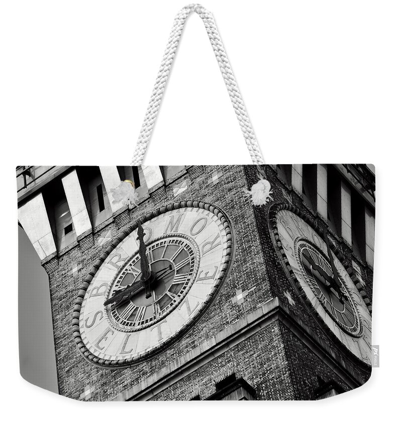Baltimore Weekender Tote Bag featuring the photograph Baltimore Clock Tower by La Dolce Vita