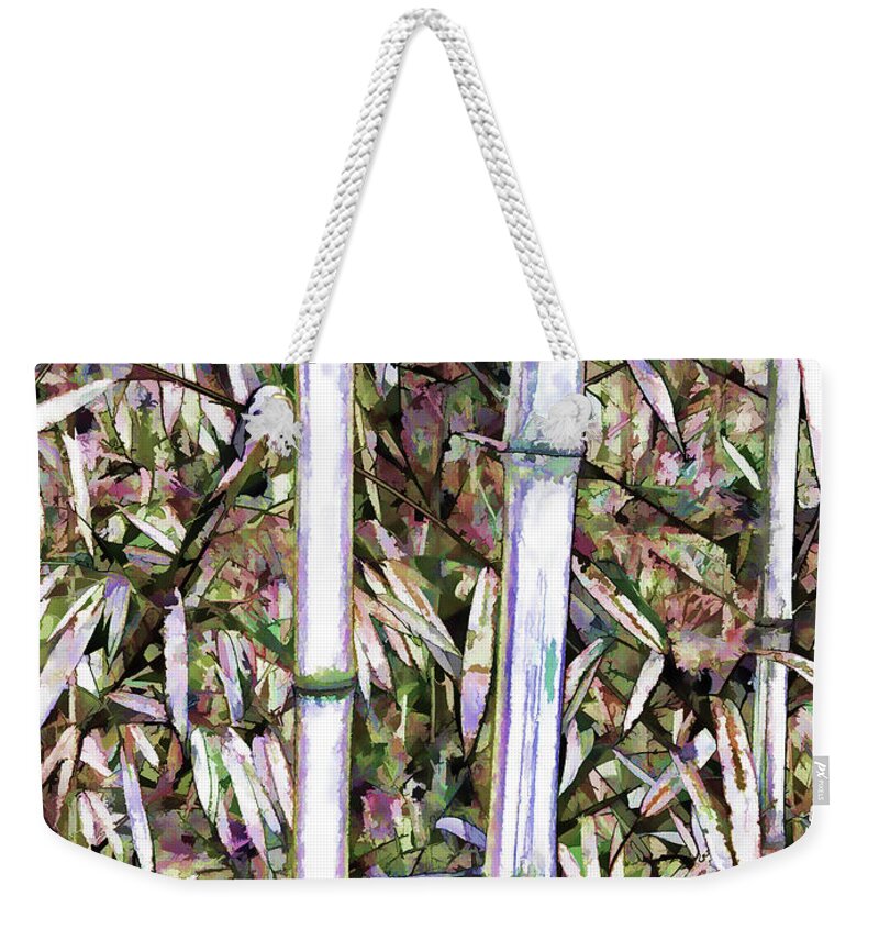 Bamboo Stalks Weekender Tote Bag featuring the painting Bamboo Stalks by Jeelan Clark