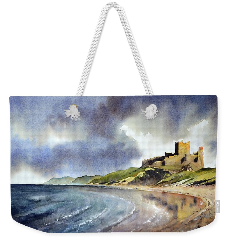 Bamburgh Castle Weekender Tote Bag featuring the painting Bamburgh Castle by Paul Dene Marlor