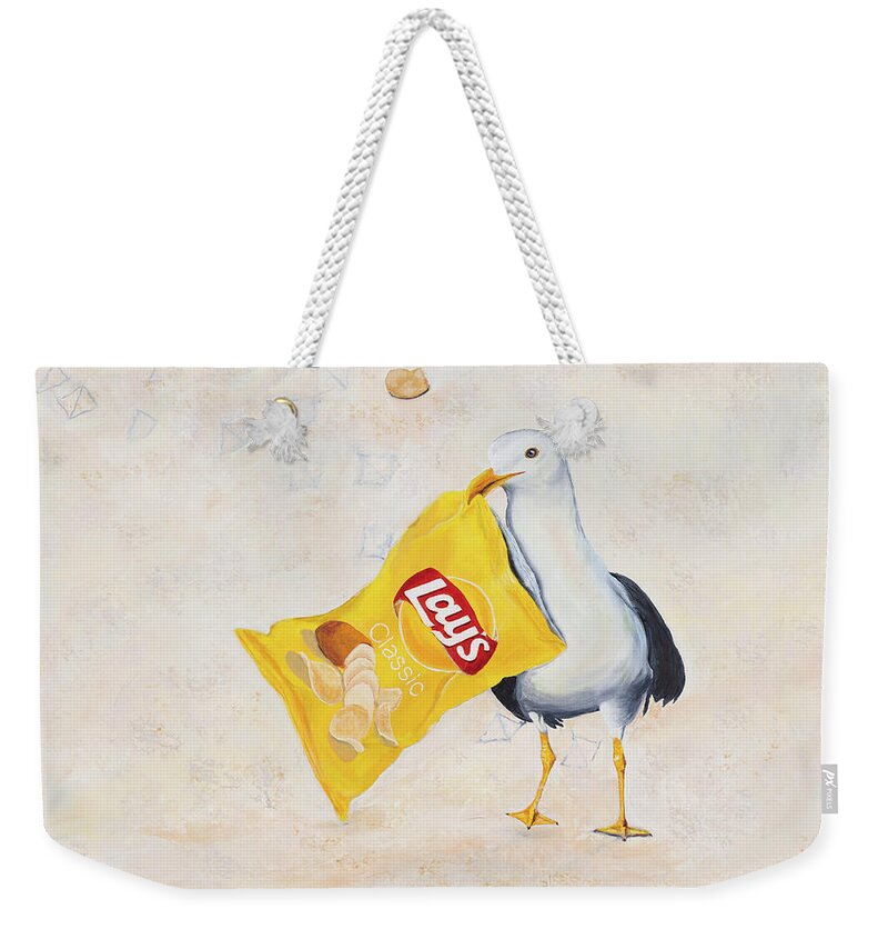 Coastal Weekender Tote Bag featuring the painting Bandit by Donna Tucker