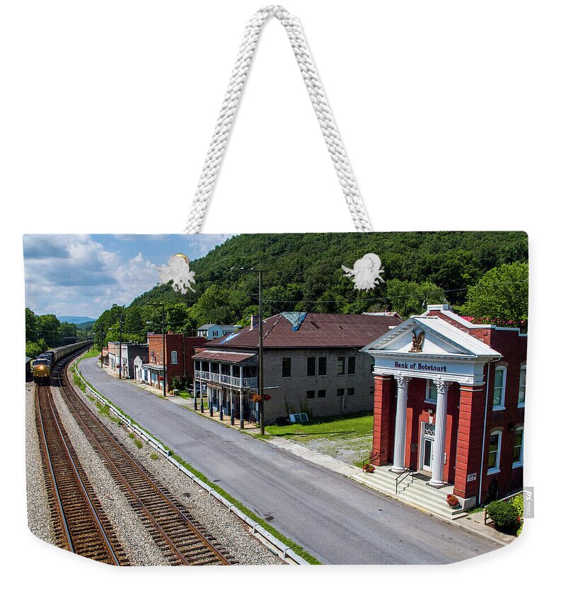 Small Town Weekender Tote Bag featuring the photograph Bank of Botetourt 3 by Star City SkyCams