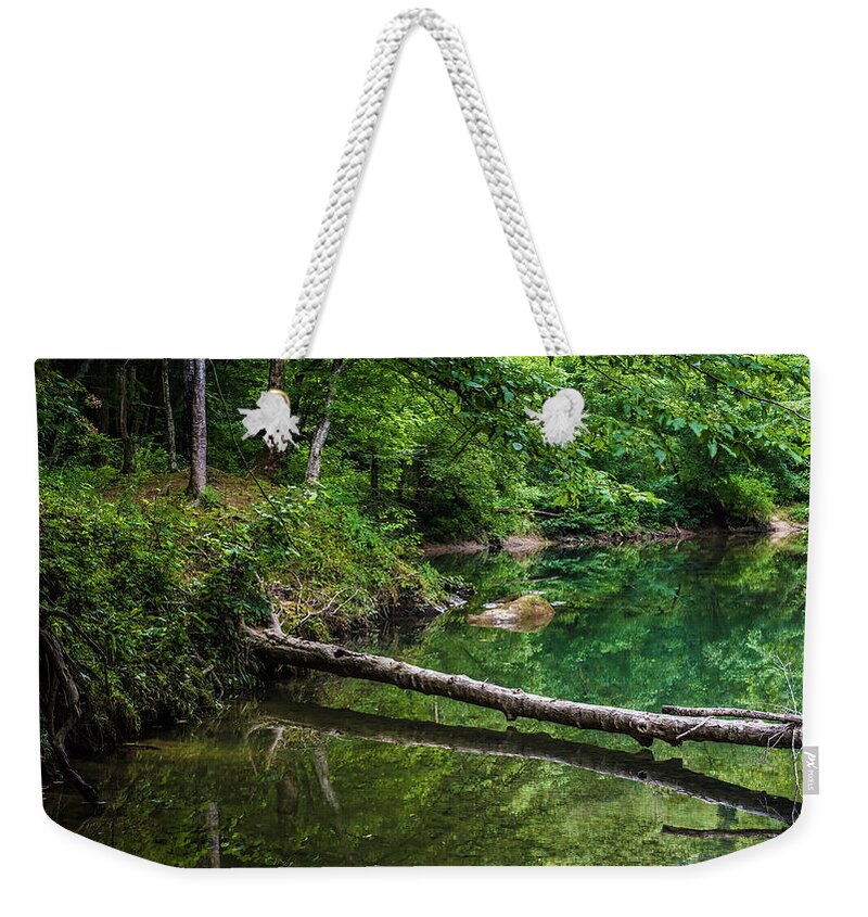 Lilly Weekender Tote Bag featuring the photograph Bankhead Blue Hole Reflections by James-Allen