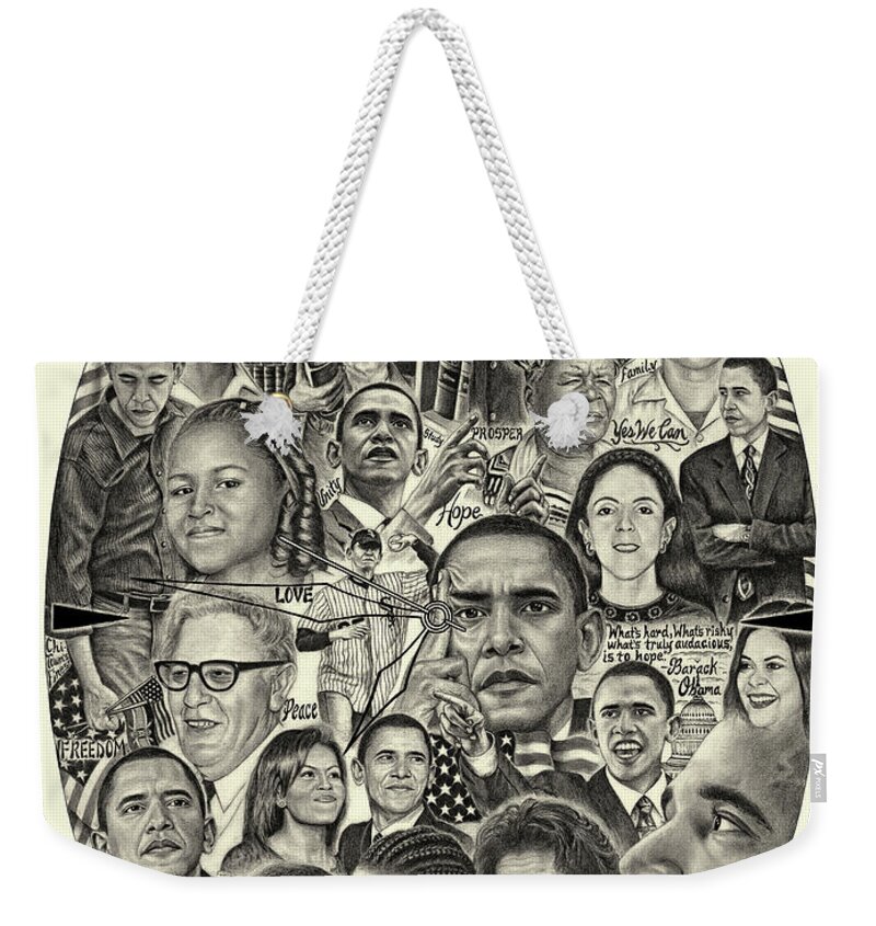 Barackobamaart Weekender Tote Bag featuring the drawing Barack Obama- Time For Change by Omoro Rahim